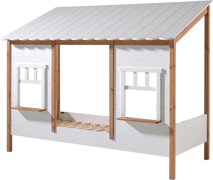 Vipack EMOB Bedhuisje Odense 90x200 MDF wit dennenhout Kinderbedden met uitvalbeveiliging Wit; Bruin Hout; MDF Kinderbedden met uitvalbeveiliging Eenpersoons Normaal bed Op voorraad - Foto 2