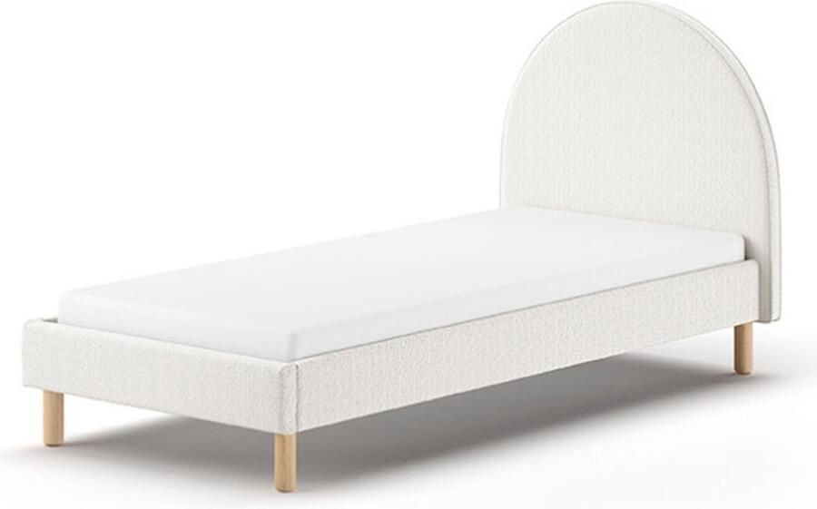 Vipack EMOB Eenpersoonsbed Maeva 212x97x107 cm Witte bouclé stof Gestoffeerde eenpersoonsbedden Wit Textiel Gestoffeerde eenpersoonsbedden Eenpersoons Normaal bed Op voorraad - Foto 7