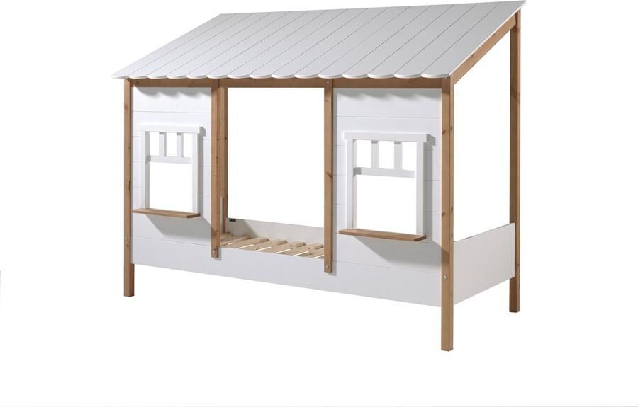 Vipack EMOB Bedhuisje Odense 90x200 MDF wit dennenhout Kinderbedden met uitvalbeveiliging Wit; Bruin Hout; MDF Kinderbedden met uitvalbeveiliging Eenpersoons Normaal bed Op voorraad - Foto 7