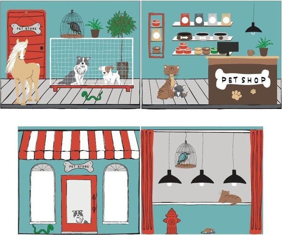 Vipack EMOB Bedtent Pet Shop Kinderkamer Multicolor Katoen Kinderkamer Op voorraad