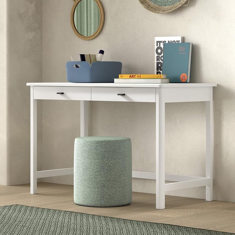 Vipack EMOB Bureau Forrest 120x60x77cm met twee lades wit beukenhout Kantoor Wit Hout Kantoor Op voorraad