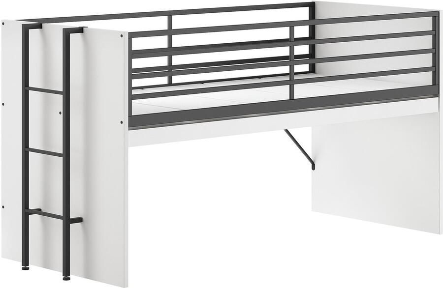 Vipack EMOB Halfhoogslaper Sammie 90x200cm met bureau wit Kinderbedden met uitvalbeveiliging Wit Metaal; Spaanplaat Kinderbedden met uitvalbeveiliging Eenpersoons Halfhoogslaper Op voorraad - Foto 3