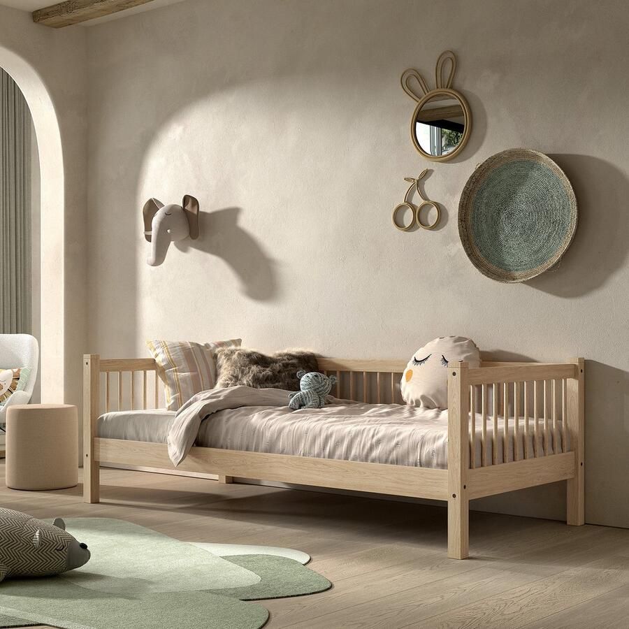 Vipack EMOB Kajuitbed Forrest 90x200 cm massief beukenhout Houten kinderbedden Bruin Hout Houten kinderbedden Eenpersoons Kajuitbed Op voorraad