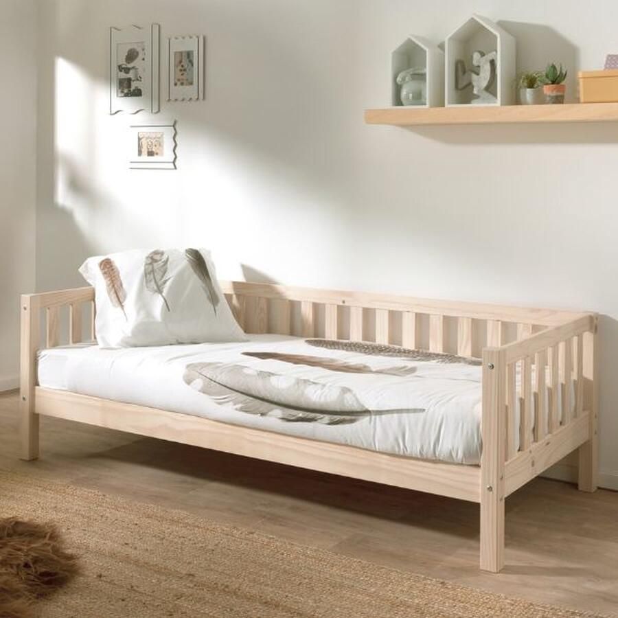 Vipack EMOB Kajuitbed Friedrich 211 2 x 98 2 x 68 cm Dennenhout Milky Pine-design Houten kinderbedden Bruin Hout Houten kinderbedden Eenpersoons Kajuitbed Op voorraad