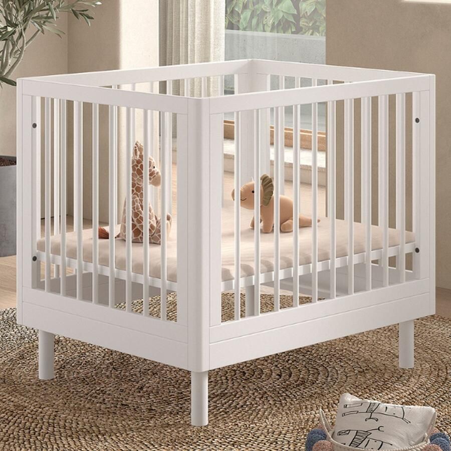 Vipack EMOB Babypark Forrest 95x75cm massief beukenhout wit Babykamer Wit Hout Babykamer Eenpersoons Normaal bed Op voorraad