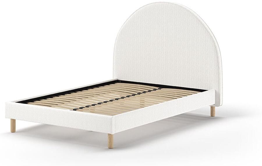 Vipack EMOB Gestoffeerd bed Maeva 140x200cm groene bouclé stof Gestoffeerde tweepersoonsbedden Groen Textiel Gestoffeerde tweepersoonsbedden Tweepersoons Normaal bed Op voorraad - Foto 11