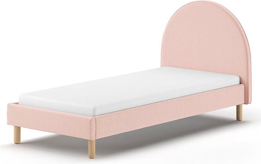 Vipack EMOB Gestoffeerd bed Maeva 90x200cm roze bouclé stof Gestoffeerde eenpersoonsbedden Roze Textiel Gestoffeerde eenpersoonsbedden Eenpersoons Normaal bed Op voorraad - Foto 8