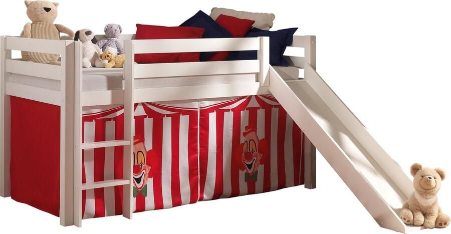 Vipack Halfhoogslaper Astrid met glijbaan & bedtent Circus 90x200 Wit