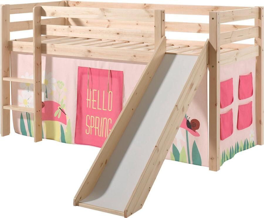 Vipack Hoogslaper Pino speelbed massief dennenhout stevig gebouwd 3 corpuskleuren om uit te kiezen