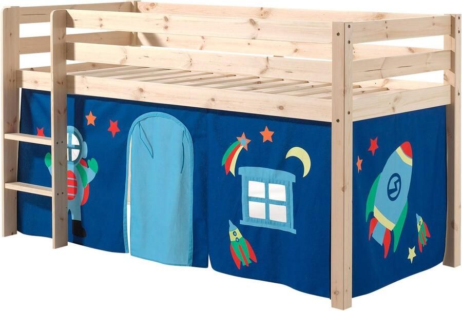 Vipack Hoogslaper Pino speelbed massief dennenhout stevig gebouwd 3 corpuskleuren om uit te kiezen