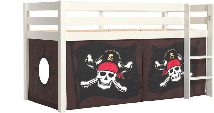 Vipack Speelbed Pino massief dennenhout met lattenbodem en textielset gemaakt in Europa - Foto 4