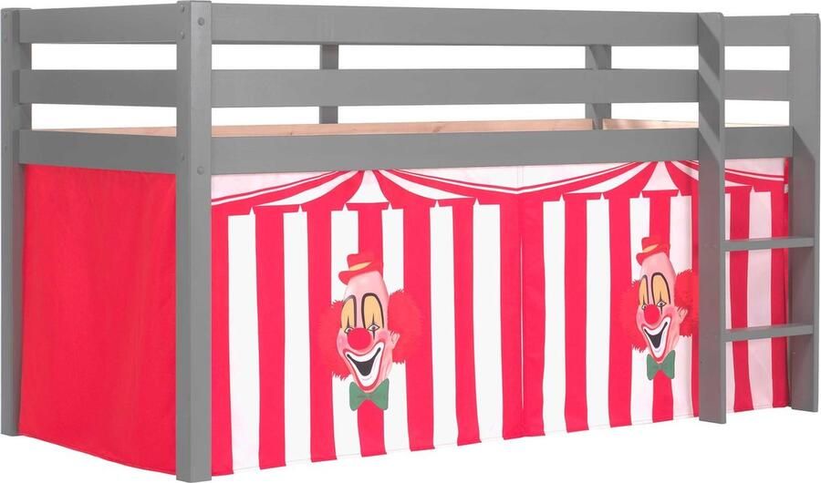 Vipack Halfhoogslaper Charlotte met bedtent Circus 90x200 Grijs