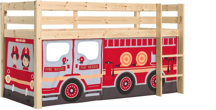 Vipack Speelbed Pino massief dennenhout met lattenbodem en textielset gemaakt in Europa - Foto 6