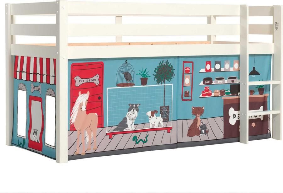 Vipack Speelbed Pino massief dennenhout met lattenbodem en textielset gemaakt in Europa - Foto 2