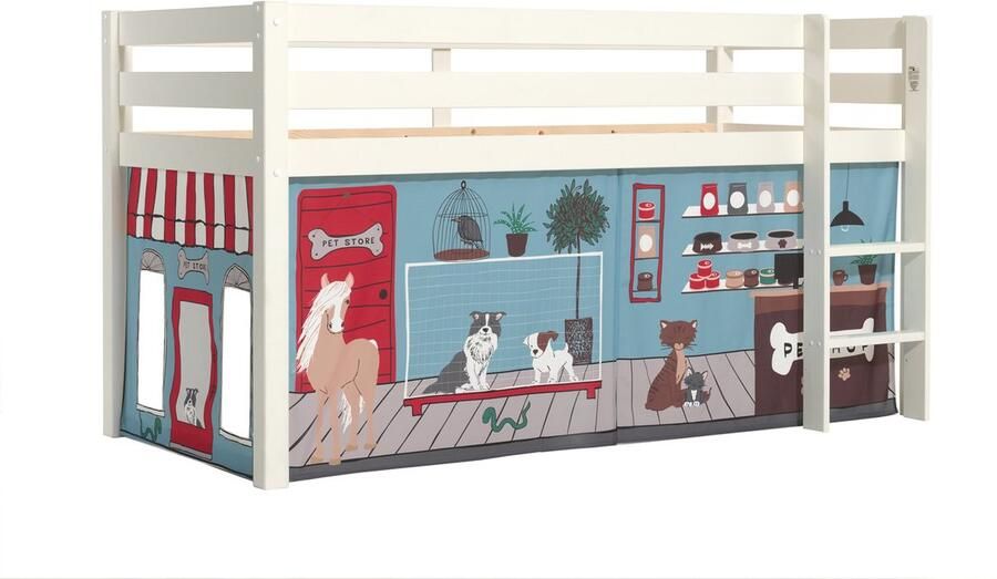 Vipack Speelbed Pino massief dennenhout met lattenbodem en textielset gemaakt in Europa - Foto 5