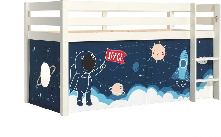 Vipack Speelbed Pino massief dennenhout met lattenbodem en textielset gemaakt in Europa - Foto 4