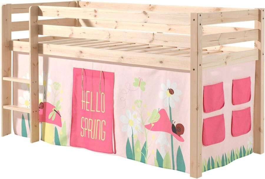 Vipack Hoogslaper Pino speelbed massief dennenhout stevig gebouwd 3 corpuskleuren om uit te kiezen