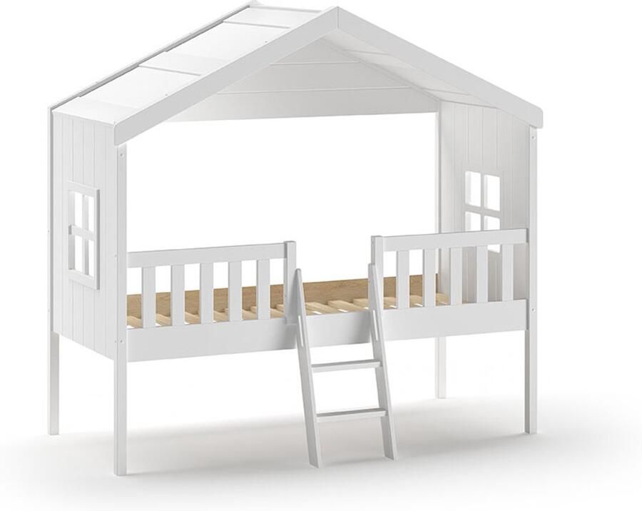 Vipack Huisbed Massief dennenhout wit gelakt gemaakt in Europa stevig gebouwd