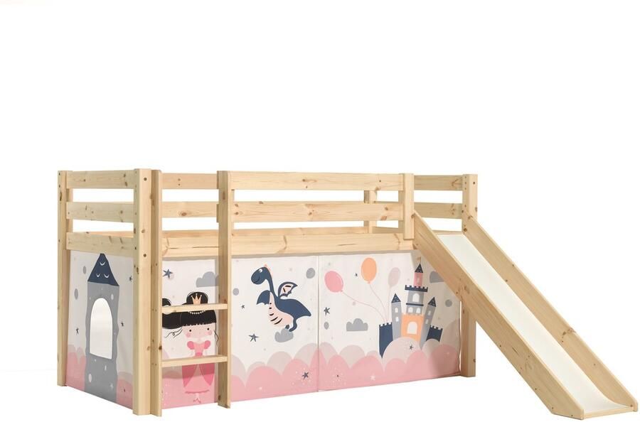 Vipack Halfhoogslaper met glijbaan Astrid met bedtent Princess Sophie 90x200 Bruin - Foto 2