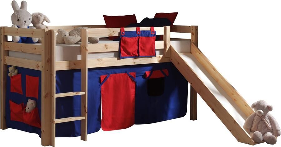 Vipack Halfhoogslaper met glijbaan Astrid natuur bedtent Domino