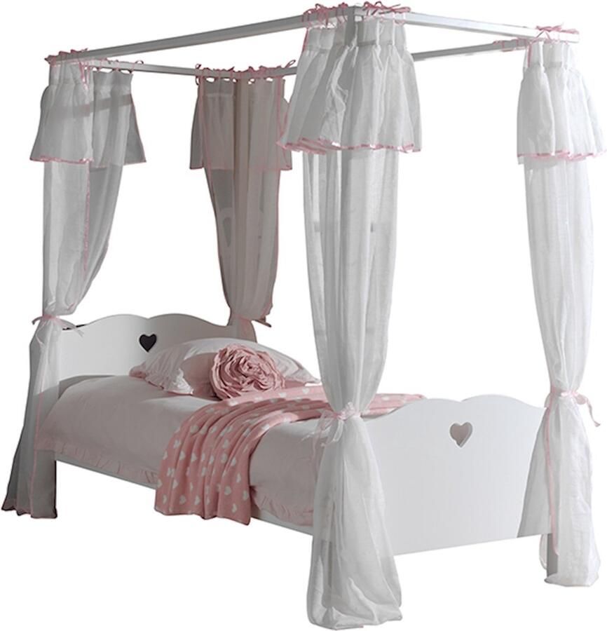 Vipack Hemelbed Amori met nachtkast 90 x 200 cm wit