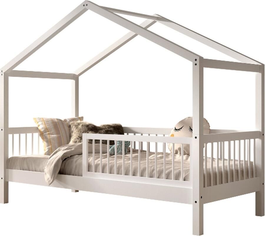 Vipack Huisbed Forrest 90x200cm met bedhekje wit beukenhout - Foto 2