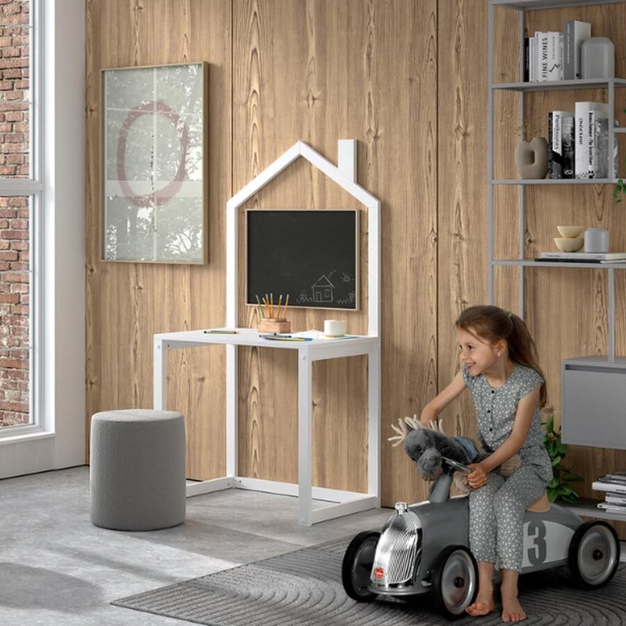 Vipack Kinderbureau Dallas uitvoering massief dennenhout stevig gebouwd met huislook groot werkoppervlak ideaal voor kleine ruimtes 2 kleuren