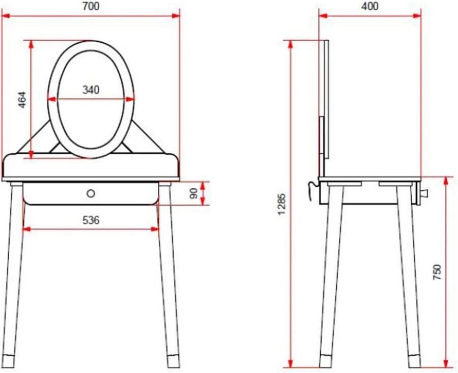 Vipack Kinderkaptafel Billy met spiegel hout wit