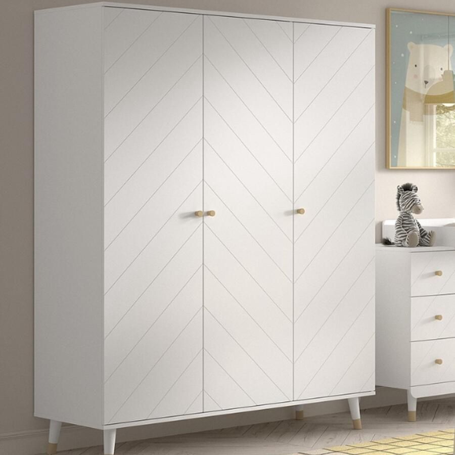 Vipack Kledingkast met 3 draaideuren biedt veel opbergruimte groefprofiel-uiterlijk uitvoering wit - Foto 2