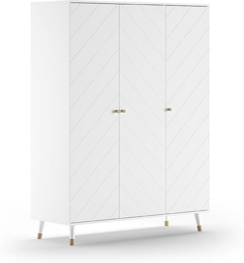 Vipack Kledingkast met 3 draaideuren biedt veel opbergruimte groefprofiel-uiterlijk uitvoering wit