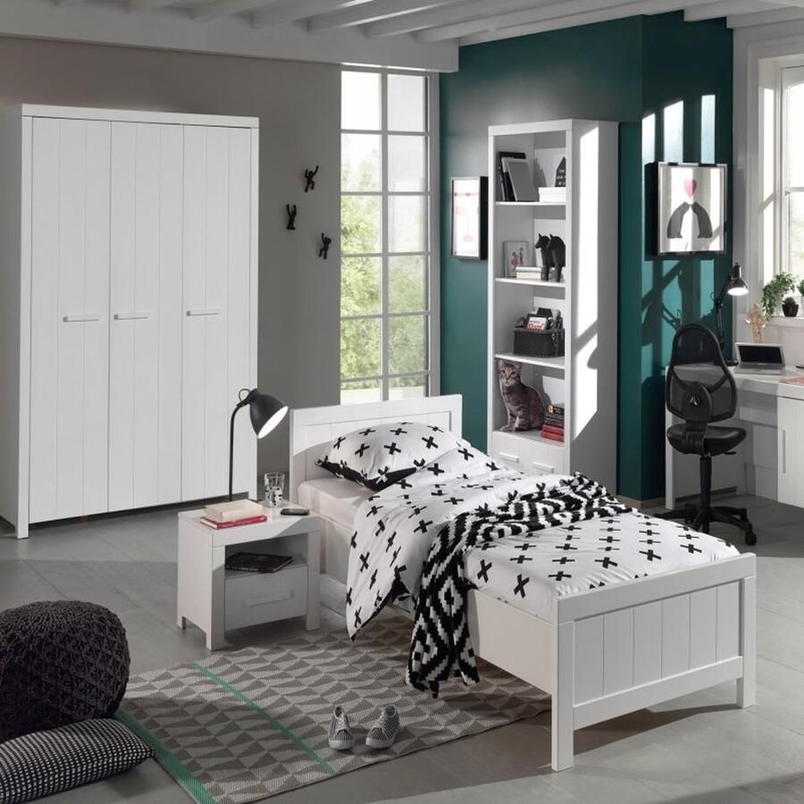 Vipack Nachtkastje met open vak en 1 lade versie Wit gelakt