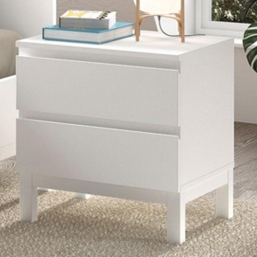 Vipack Nachttafeltje Forrest met legplank massief beukenhout wit