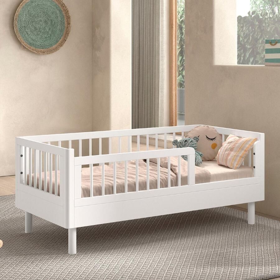 Vipack EMOB Peuterbed Forrest 70x140cm massief beukenhout wit Babykamer Wit Hout Babykamer Eenpersoons Normaal bed Op voorraad - Foto 2