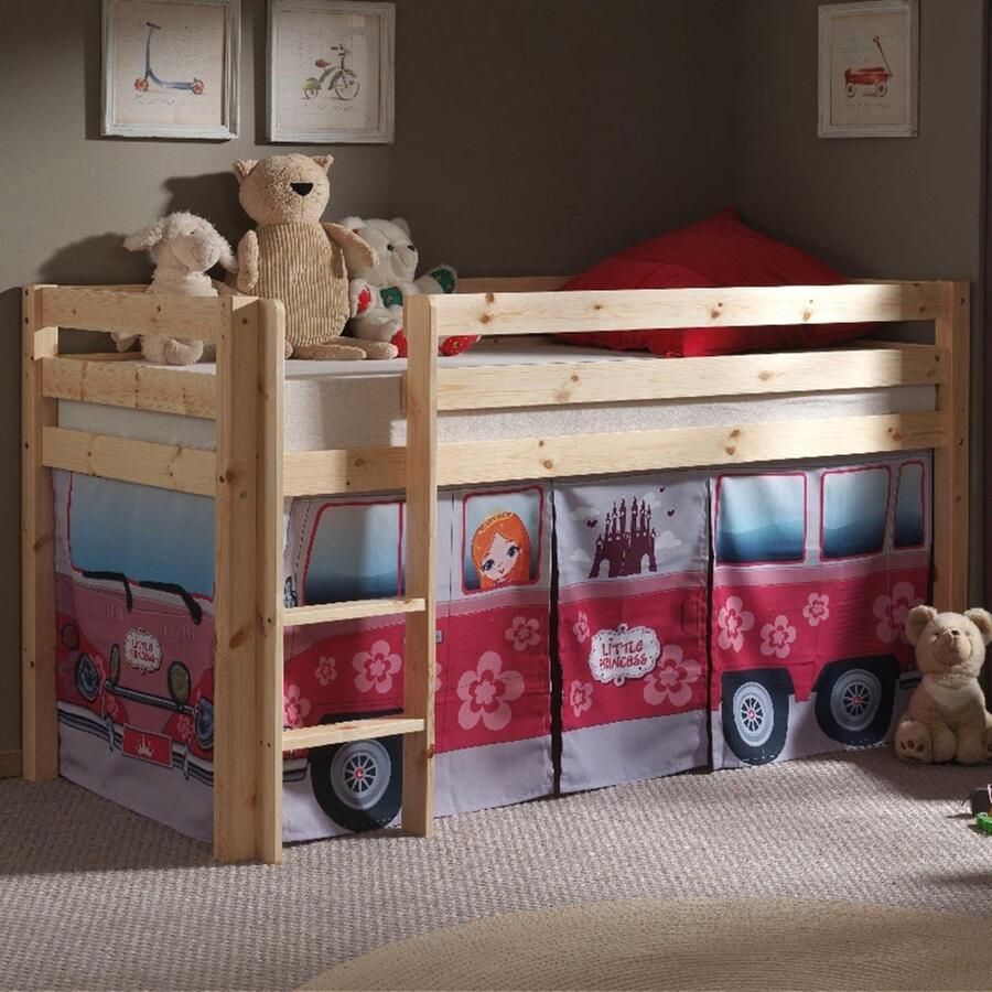 Vipack Pino Halfhoogslaper Grenen Met Speelgordijn Princess