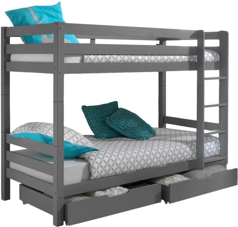Vipack Stapelbed Claire met twee lades 90x200 Grijs