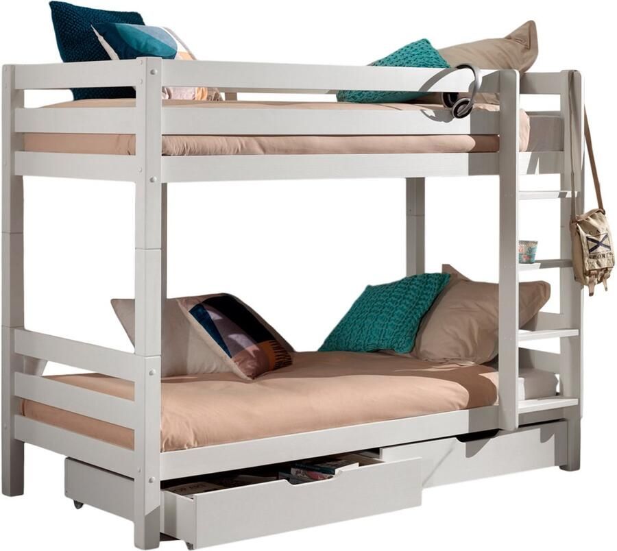 Vipack Stapelbed Claire met twee lades 90x200 Wit