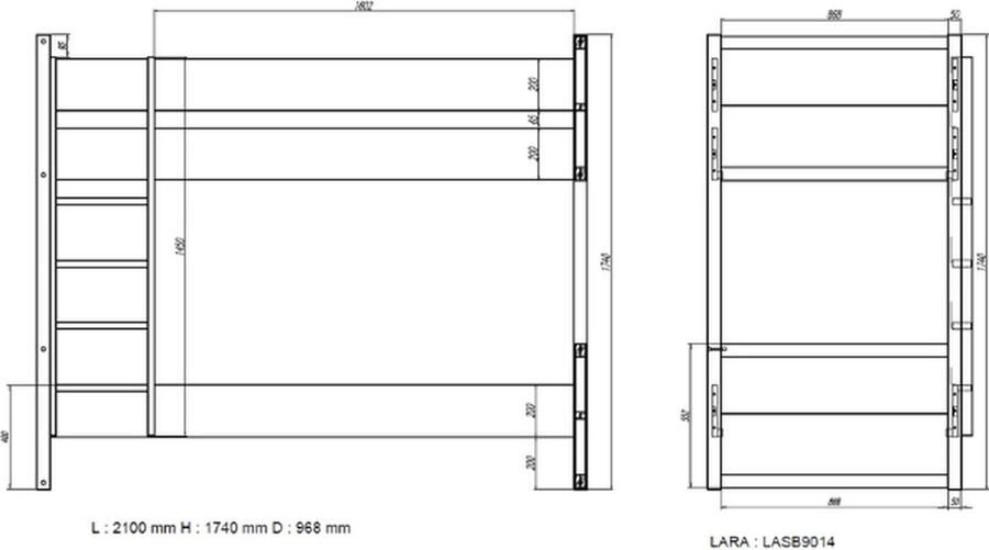 Vipack Deze LARA combinatie in het wit bestaat uit een stapelbed (90x200) met bijbehorend rolbed en een kledingkast met 3 deuren - Foto 4