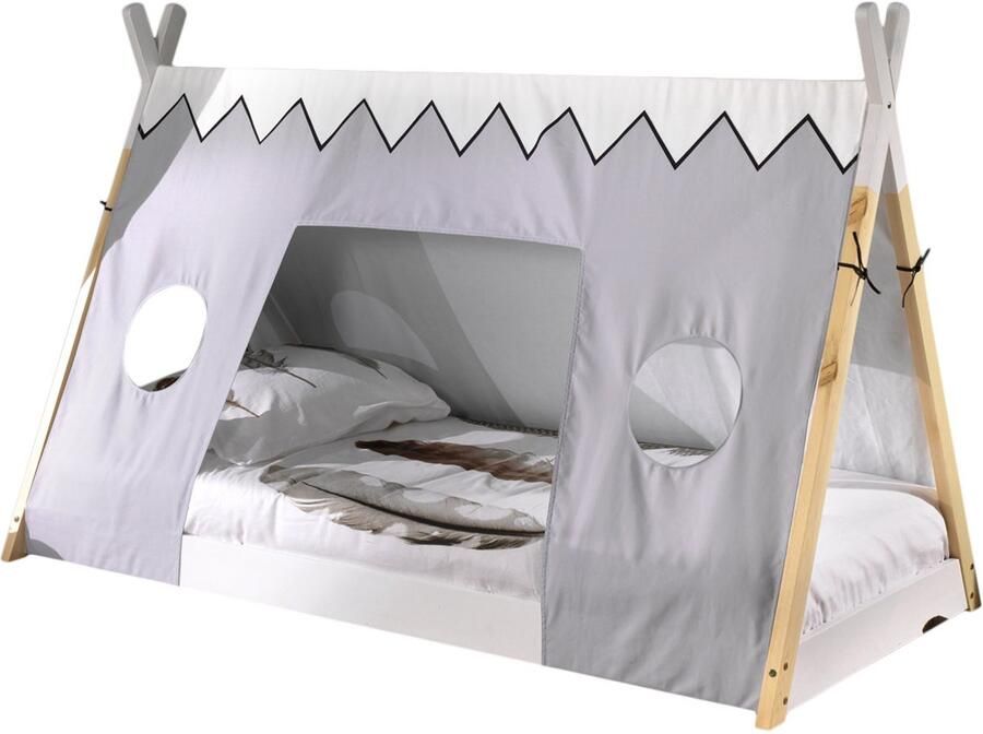 Vipack Kinderledikant TIPI massief dennenhout 2-kleurig gelakt met lattenbodem