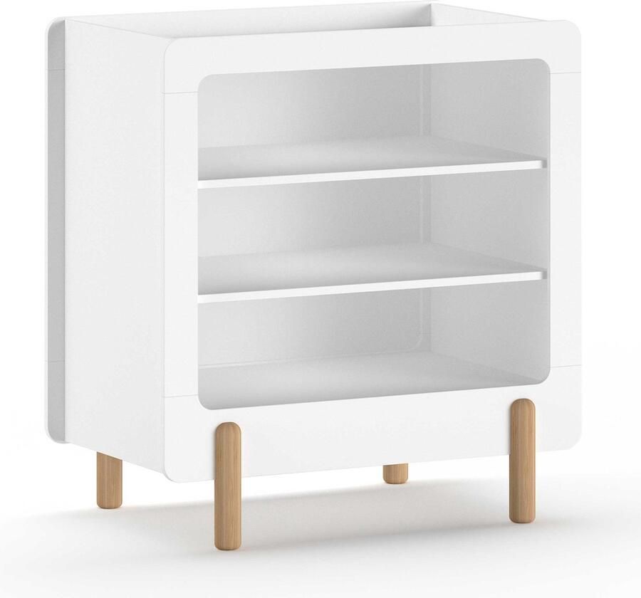 Vipack Kast Smile verschoningsrek met 3 vakken MDF wit gelakt zonder aankleedkussen vaste bodems biedt veel opbergruimte