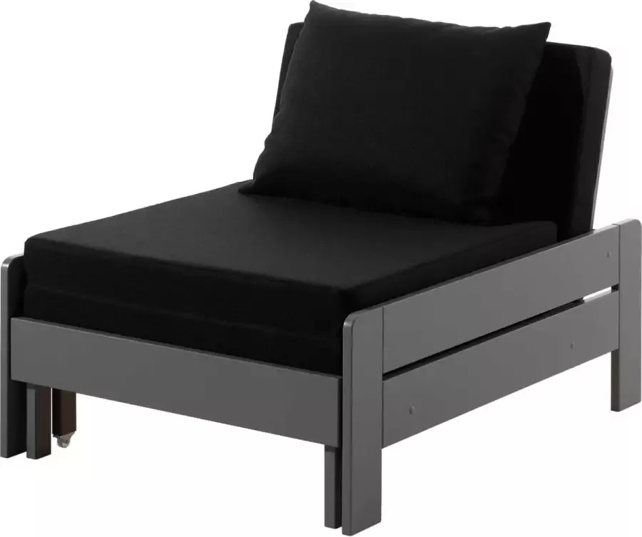 Vipack Kinderbed Pino fauteuil met uitschuiffunctie en kussen universeel inzetbaar en uittrekbaar tot logeerbed - Foto 2