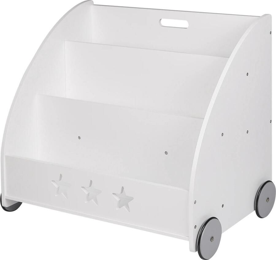 VirtuQuality Kinder Boekenkast Met Wielen Opberg Boekenplank & Speelgoedplank 3 Planken Voor Kinderkamer Kleur Wit