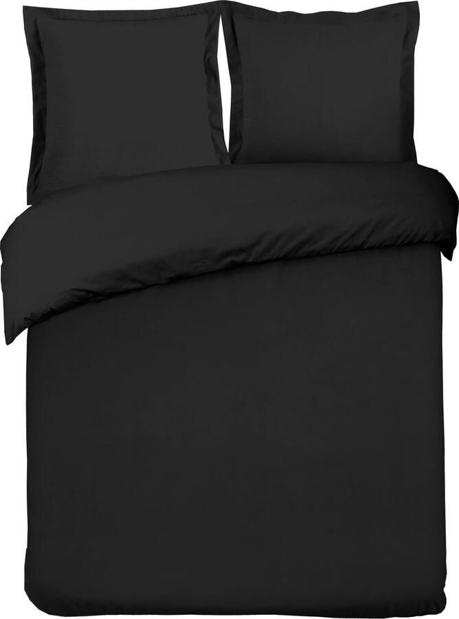 VISION home VISION Dekbedovertrekset Uni Zwart Dekbedovertrek 200 x 200cm met 2 slopen Tweepersoonsbed 100% katoen