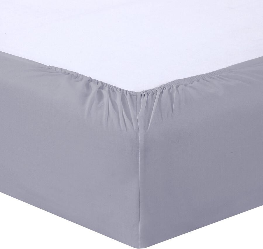 VISION home VISION Hoeslaken 100% katoen 180x200 cm met ruime hoek van 30cm Geschikt voor boxspring matras Grijs Oekotex gecertificeerd