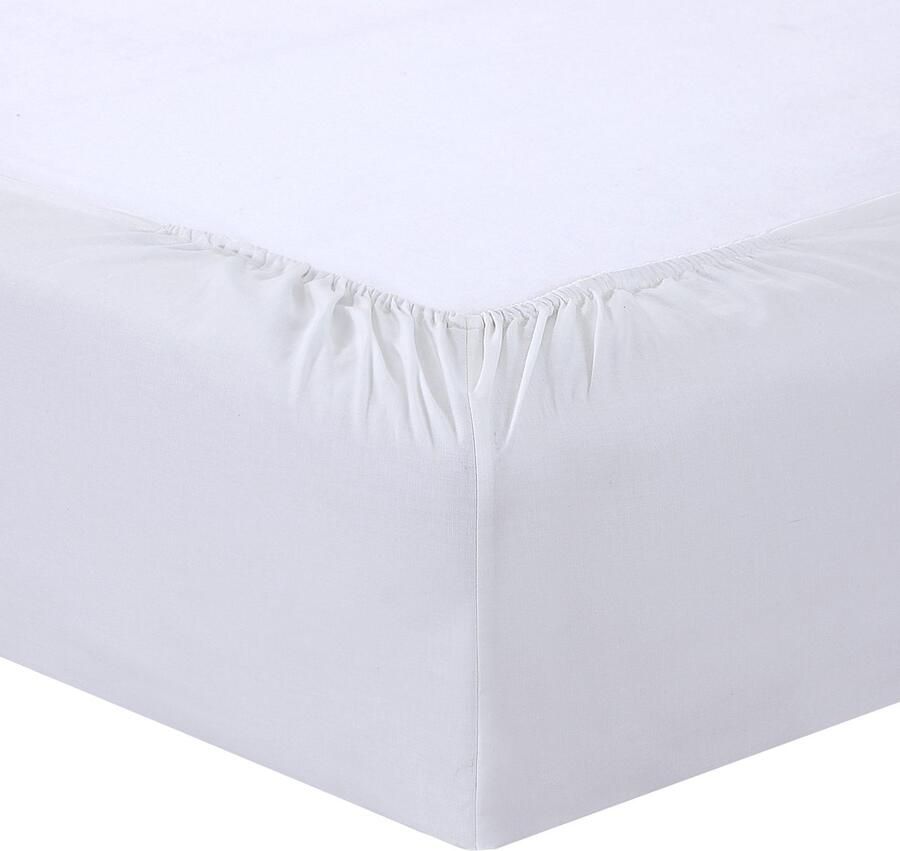 VISION home VISION Hoeslaken 100% katoen 200 x 200 cm met ruime hoek van 30cm Geschikt voor boxspring matras Wit Oekotex gecertificeerd - Foto 2