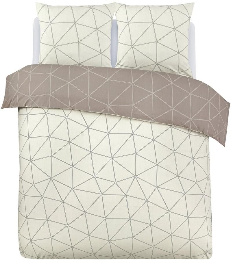 VISION home Vision Hugo beige Flanel Zacht en warm Omkeerbaar Dekbedovertrek 200 x 200cm met 2 slopen tweepersoonsbed 100% Katoen Flanel