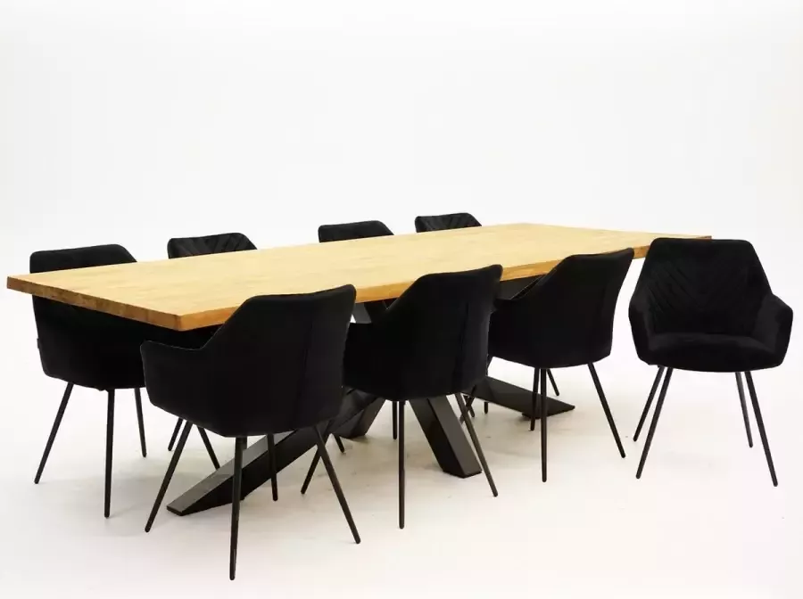 VITA Eetkamertafel Spectral indoor teak 260x100 + Lynn Zwart stoelen