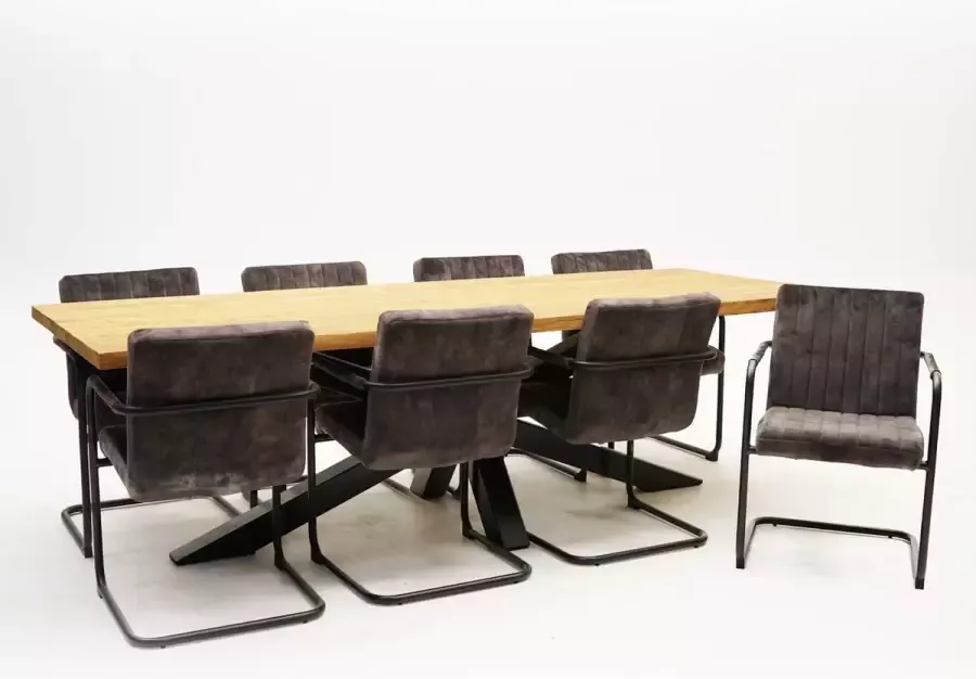VITA Eetkamertafel Spectral indoor teak 260x100 + Tate Antraciet stoelen