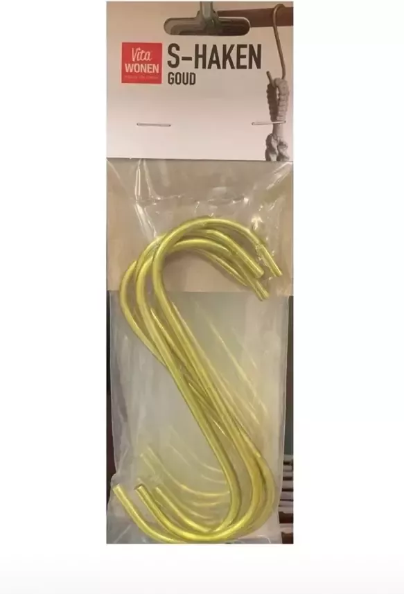 Vita Wonen s-haken goud s-haken groot Hangers Kapstok hanger Keuken s-haak Garage haak Kantoor haak ophanghaak 4 stuks s haakjes maat xl