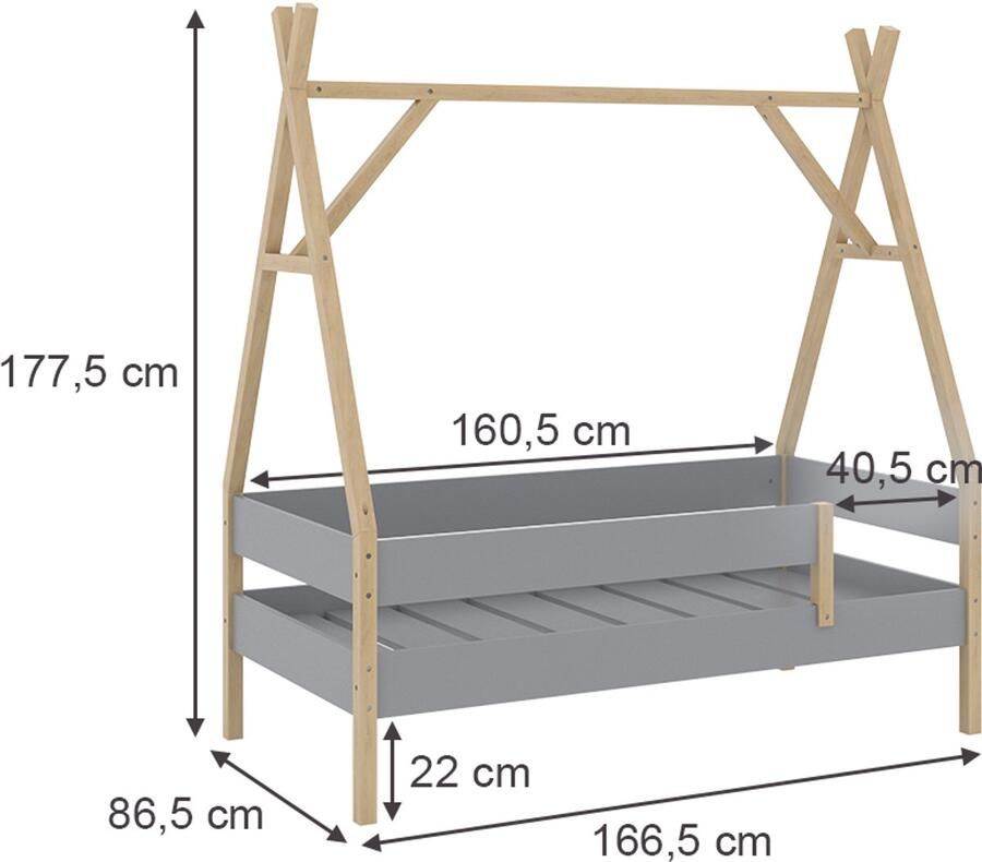 Vitalispa Bali Kinderbed – 80x160 cm Grijs