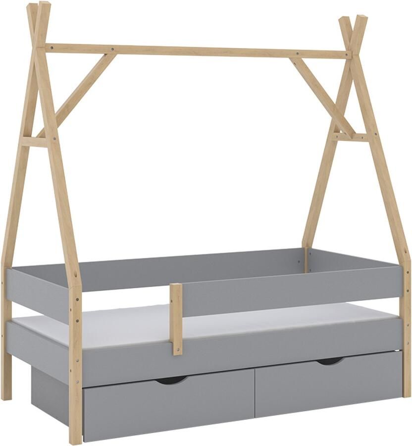 Vitalispa Bali Tipibed – 80x160 cm met 2 laden en matras Grijs met 2 laden en matras